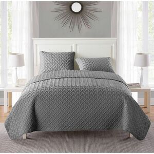 VCNY - 3pc Twin Nina Embossed Quilt Set Gray - VCNY Home Gray